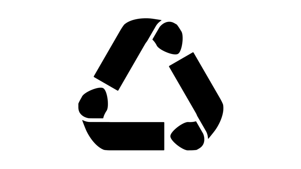Animation recycling symbol on transparent background with alpha channel.