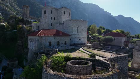 krujë castle, krujë, albania - a historic stone fortress nestled in the albanian mountains, proudly preserving the legacy of national hero skanderbeg - close up
