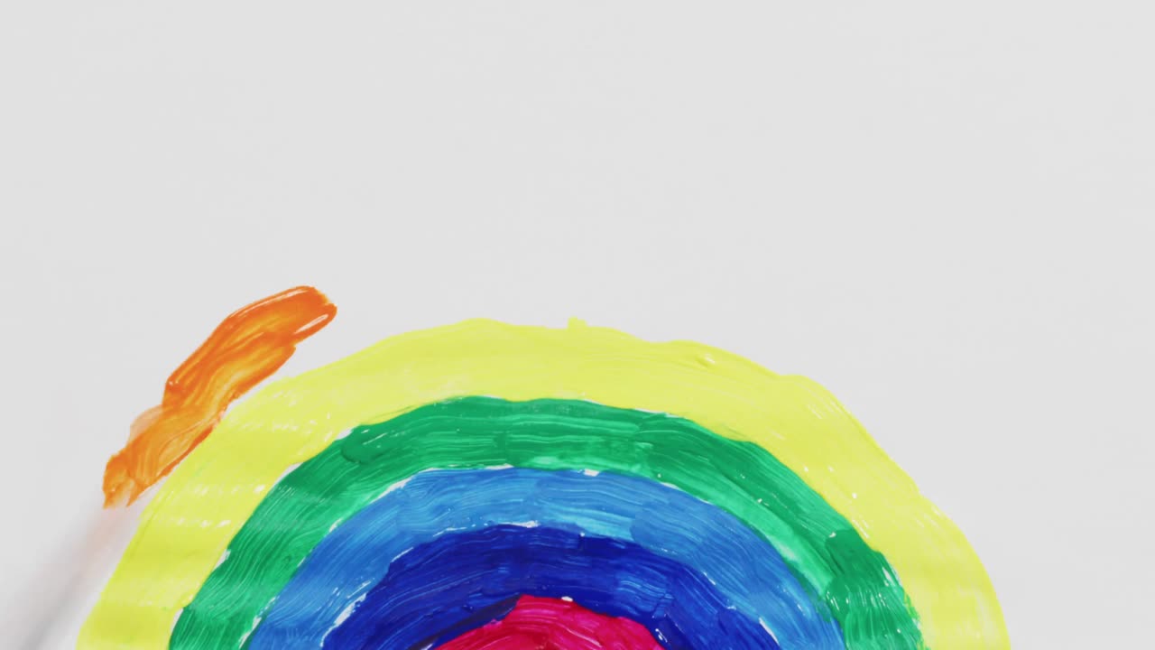 하 ⁇  배경 에 무지개 줄무 ⁇  를 그리는 사람