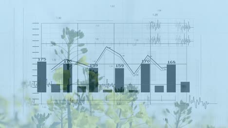 Animation-of-financial-data-processing-over-wind-flowers