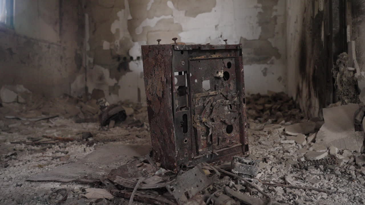 Destruction inside home in Kibbutz Nir Oz, Slow Motion