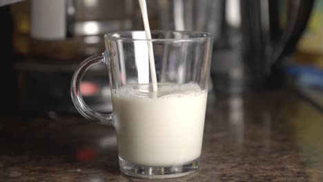 pouring milk in the glass - close up shot