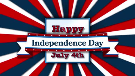 animation of text happy july 4th on white square with text independence day on white background