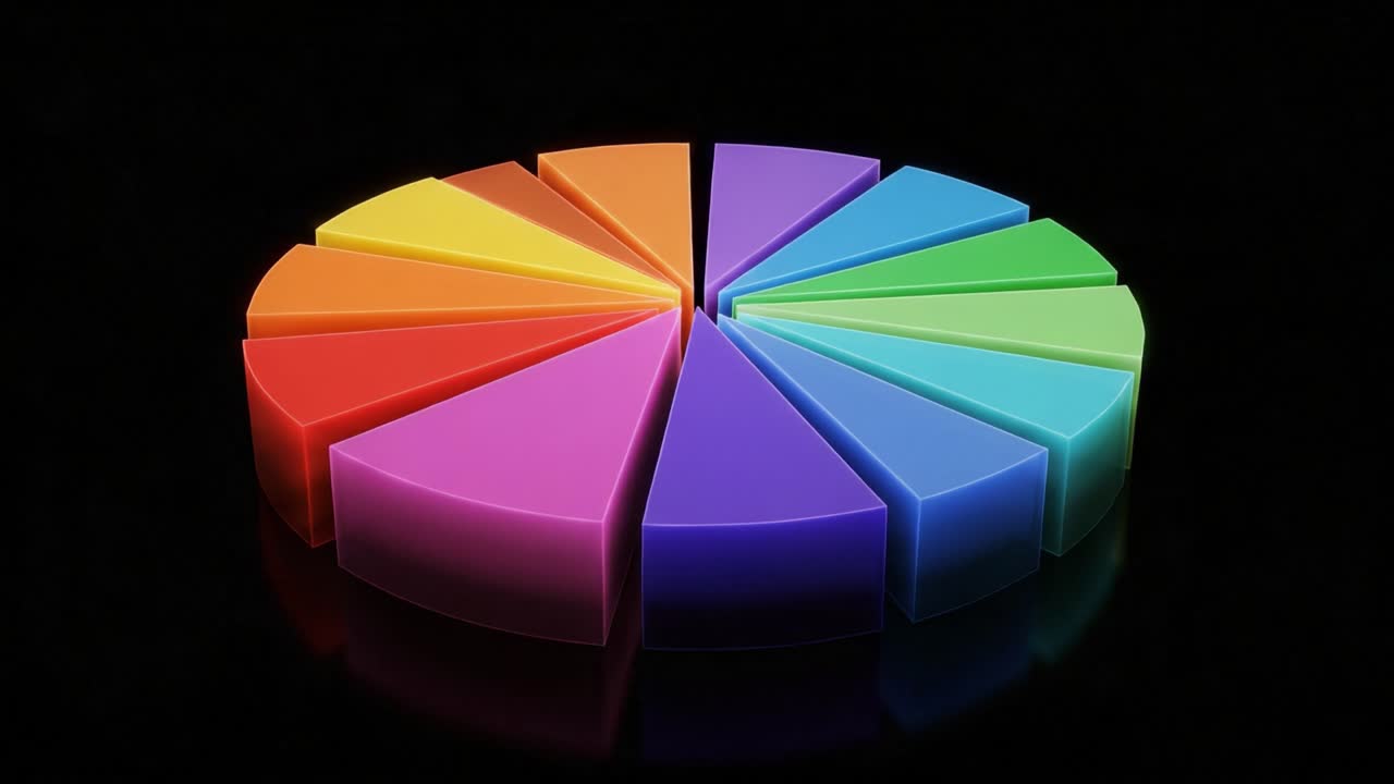 A Vibrant Spectrum of Colorful Pie Charts Showcasing Different Segments in an Engaging and Modern Design, Perfect for Visual Data Representation and Analysis