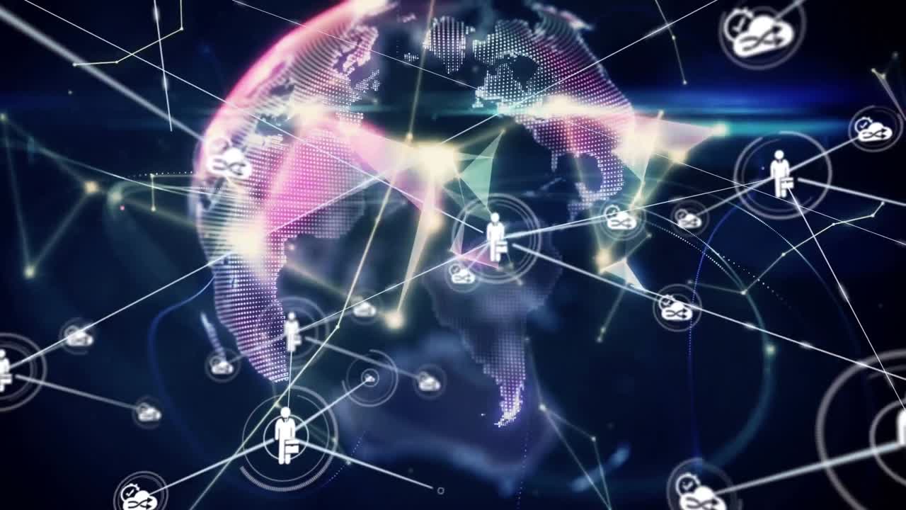 연결의 네트워크와 함께 지구의 애니메이션