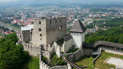exploring celje castle’s ancient ruins through aerial drone footage