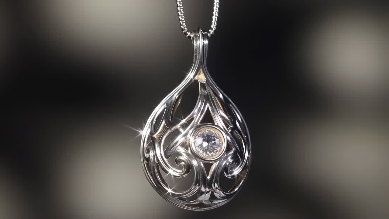 Elegant Silver Pendant with Diamond