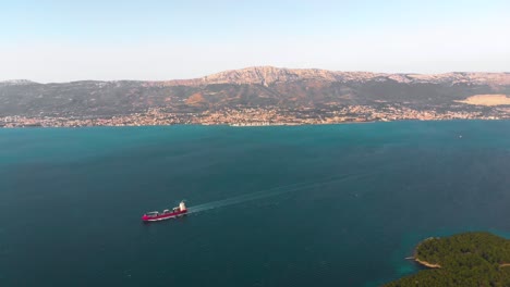 cargo ship on croatia coast crossing adriatic sea