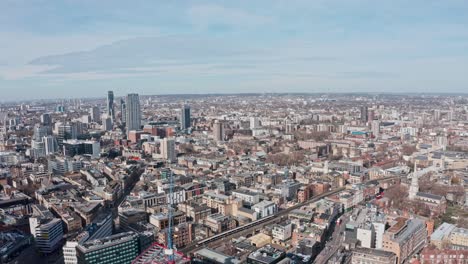 aerial drone shot of shoreditch on a sunny day