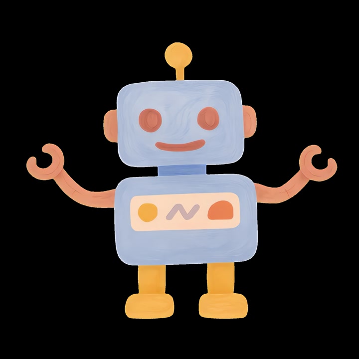 Personaggio robot animato disegnato a mano che saluta
