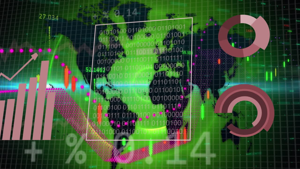세계 지도를 통해 금융 데이터 처리의 애니메이션