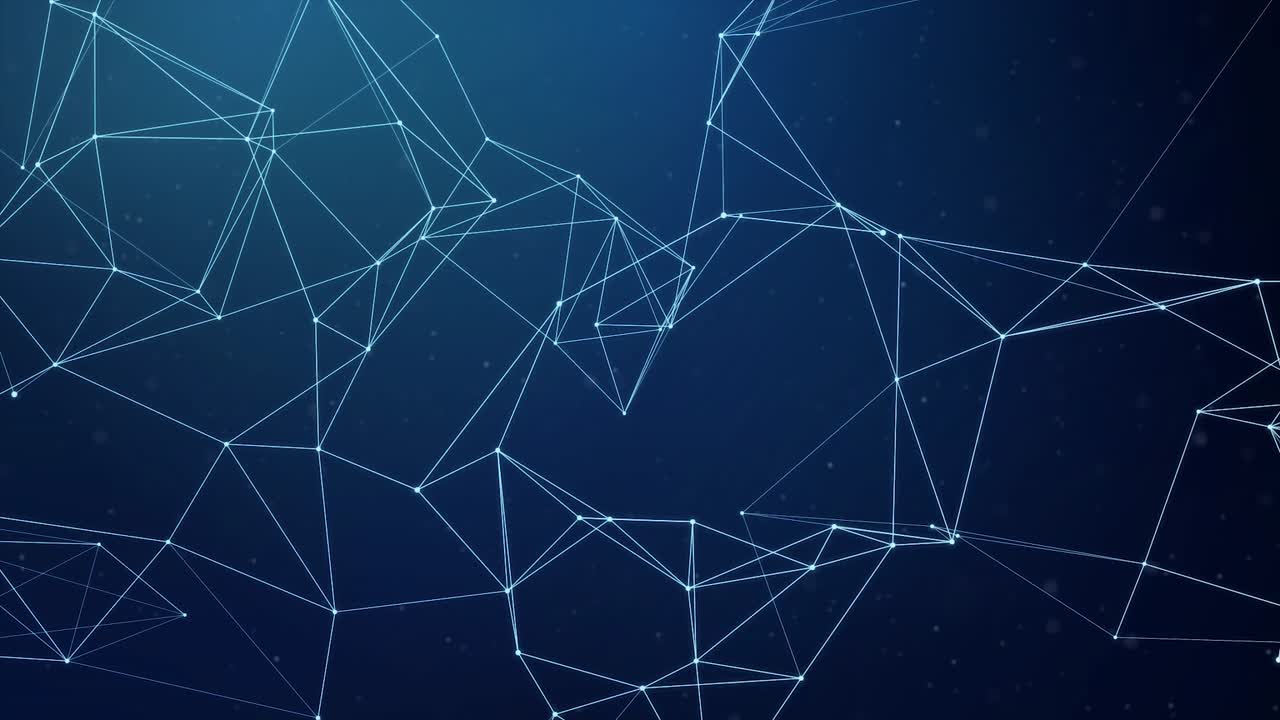 102 blue abstract moving digital medical science plexus chain with glowing impulses research