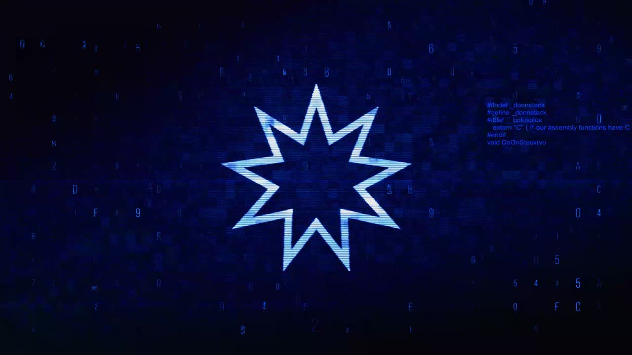 Bahai nine pointed star bahaism symbol abstract digital pixel noise glitch error video damage signal