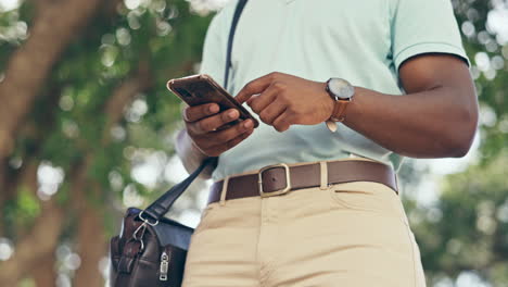 Closeup,-hands-and-black-man-with-smartphone