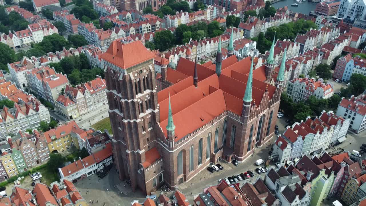 Aerial View Of St. Mary's Church, Roman Catholic Church In Gdansk, Poland.