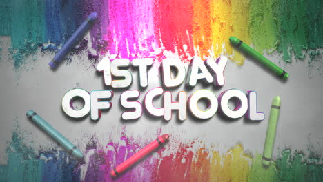 Closeup-text-1st-Day-of-School-and-closeup-colorful-chalk-on-blackboard