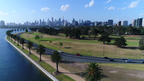 following along lakeside drive, albert park