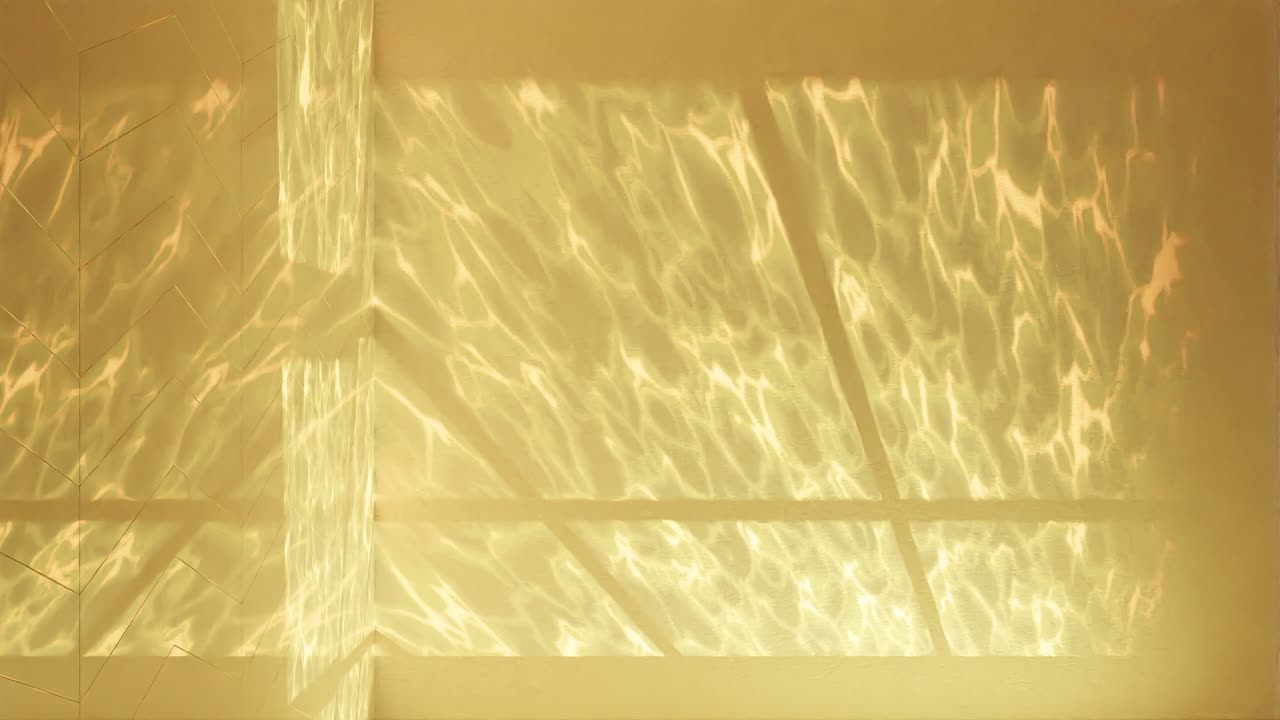 노란색의 진정성: 수영장 표면의 수직에 있는 빛 패턴