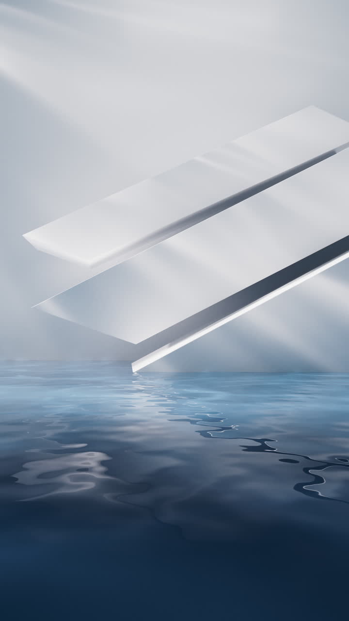 Bright room with water surface, 3d rendering.