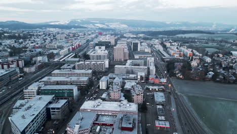 early-morning-flight-over-busy-industrial-area