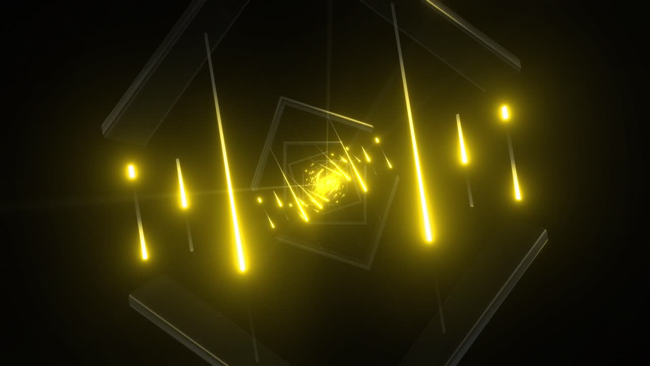 기하학적 패턴을 가진 추상적인 네온 터널