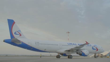 ural airlines airbus a320 family plane at the airport