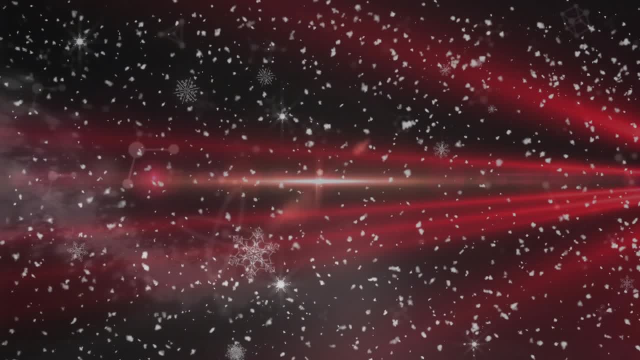 Red beam shining left initiating starburst flare and trailing particles showing molecular energy