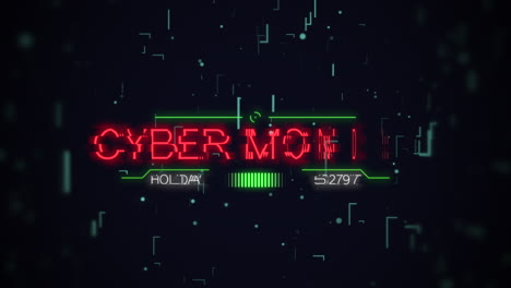 cyber monday on computer screen with hud elements and lines