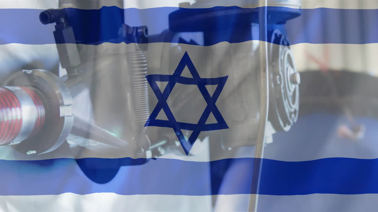 Animazione di pompa petrolifera sulla bandiera di Israele.