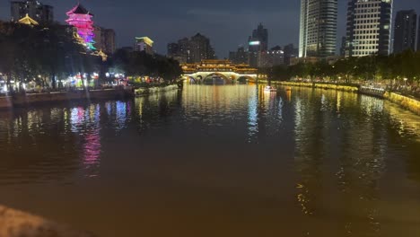 chengdu china capital city of sichuan province night skyline bridge