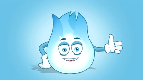 dibujos animados llama de gas pulgar hacia arriba bueno como con la animación de la cara alfa mate