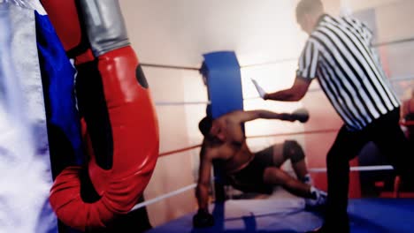 dos boxeadores luchando en el ring de boxeo