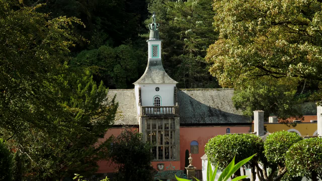 View Of Portmeirion, An Italian Style Tourist Village On The Coast Of North Wales
