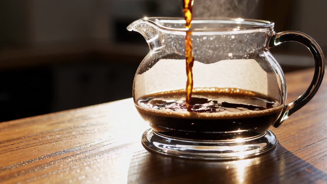 유리 잔 에 커피 를 부어 넣는 것