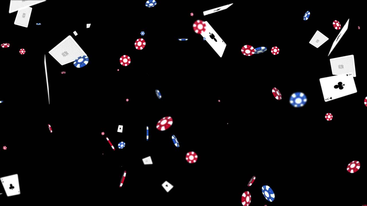 Fiches da poker e carte cadenti.
