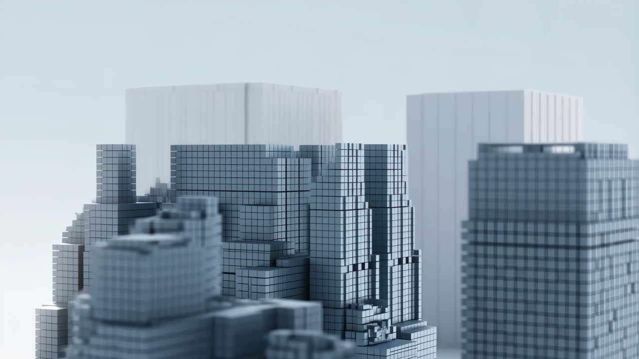 Abstract Blocky Cityscape with Modern Buildings