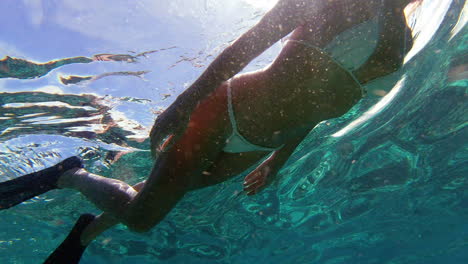 woman snorkeling in tropical waters