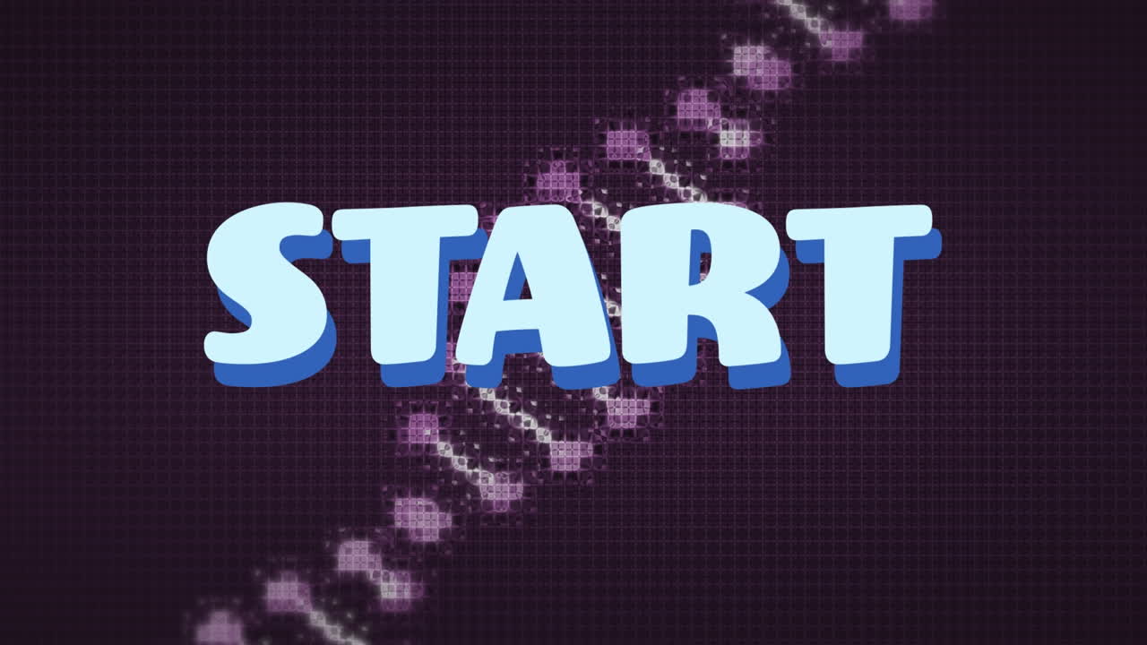 animación del texto de inicio sobre la cadena de adn sobre fondo negro