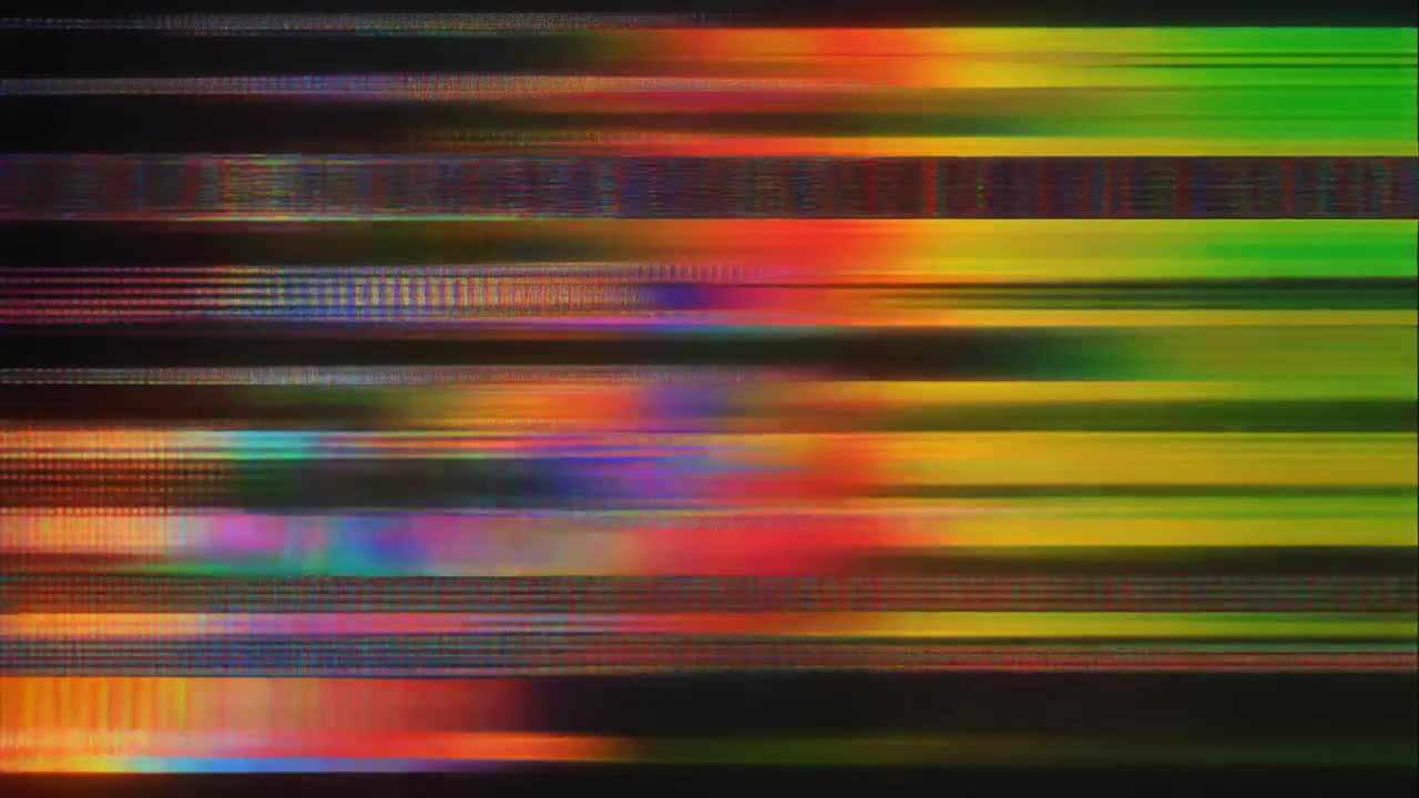 Digital Glitch Effect with Colorful Horizontal Lines and Noise