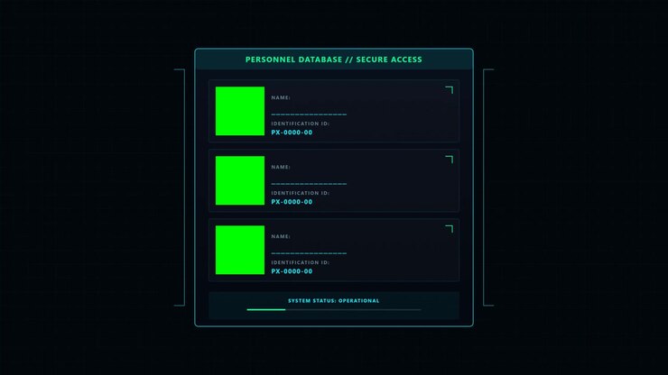 Futuristic Digital Personnel Database Interface with Secure Access