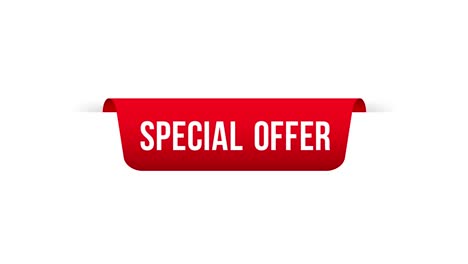 special offer grunge style red colored. red ribbon. discount label. motion graphics.