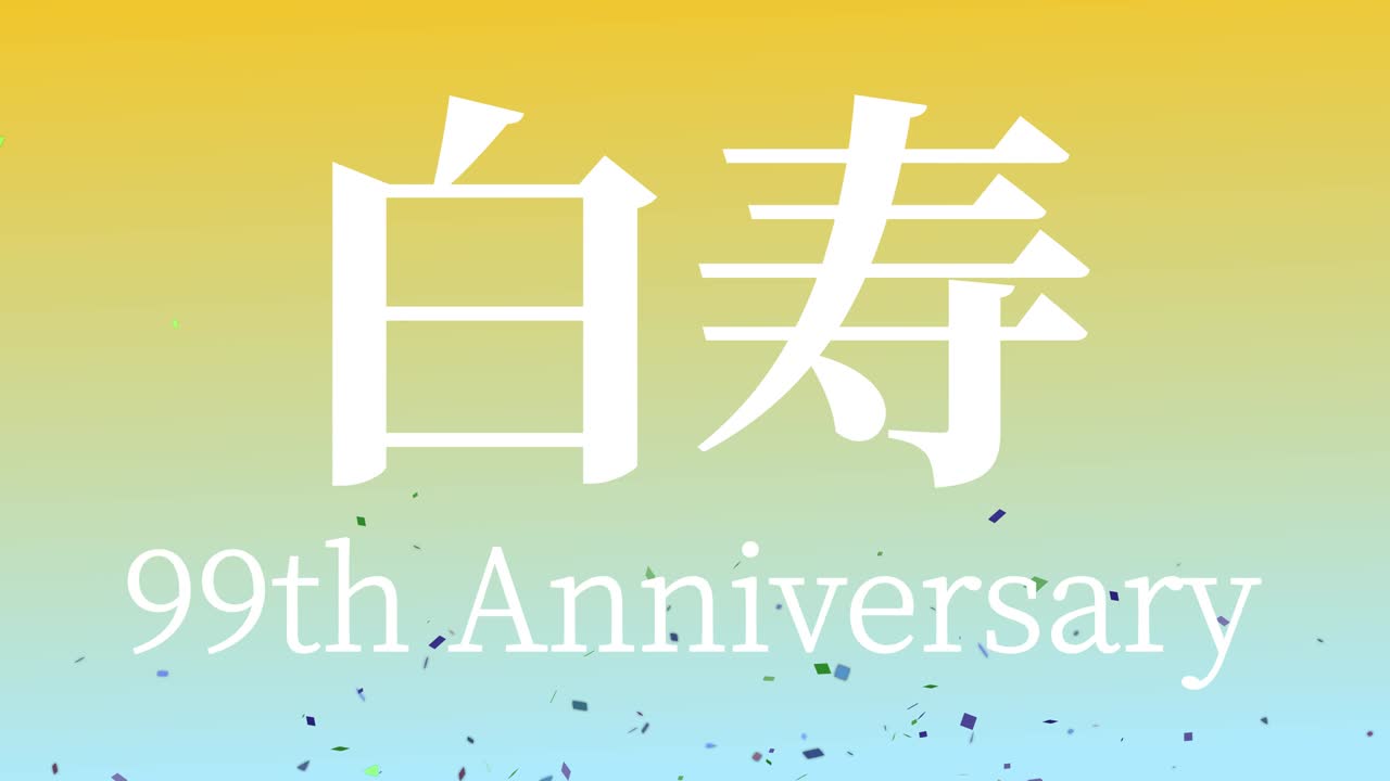 일본어 60번째 생일 축하 칸지 문자 메시지 모션 그래픽