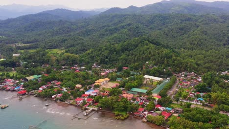 aerial view of barangay malibago and magbagacay at the shore in southern leyte, philippines