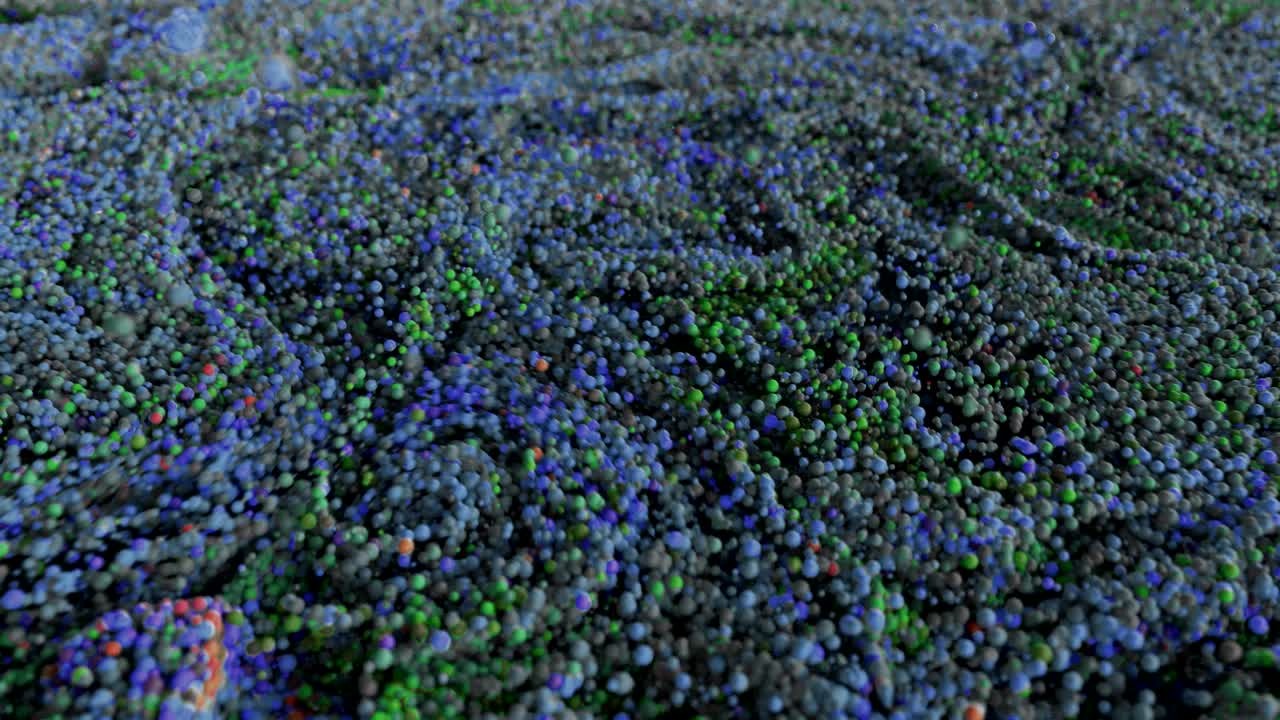 추상적인 구체들이 페인트처럼 회전하고 있습니다.