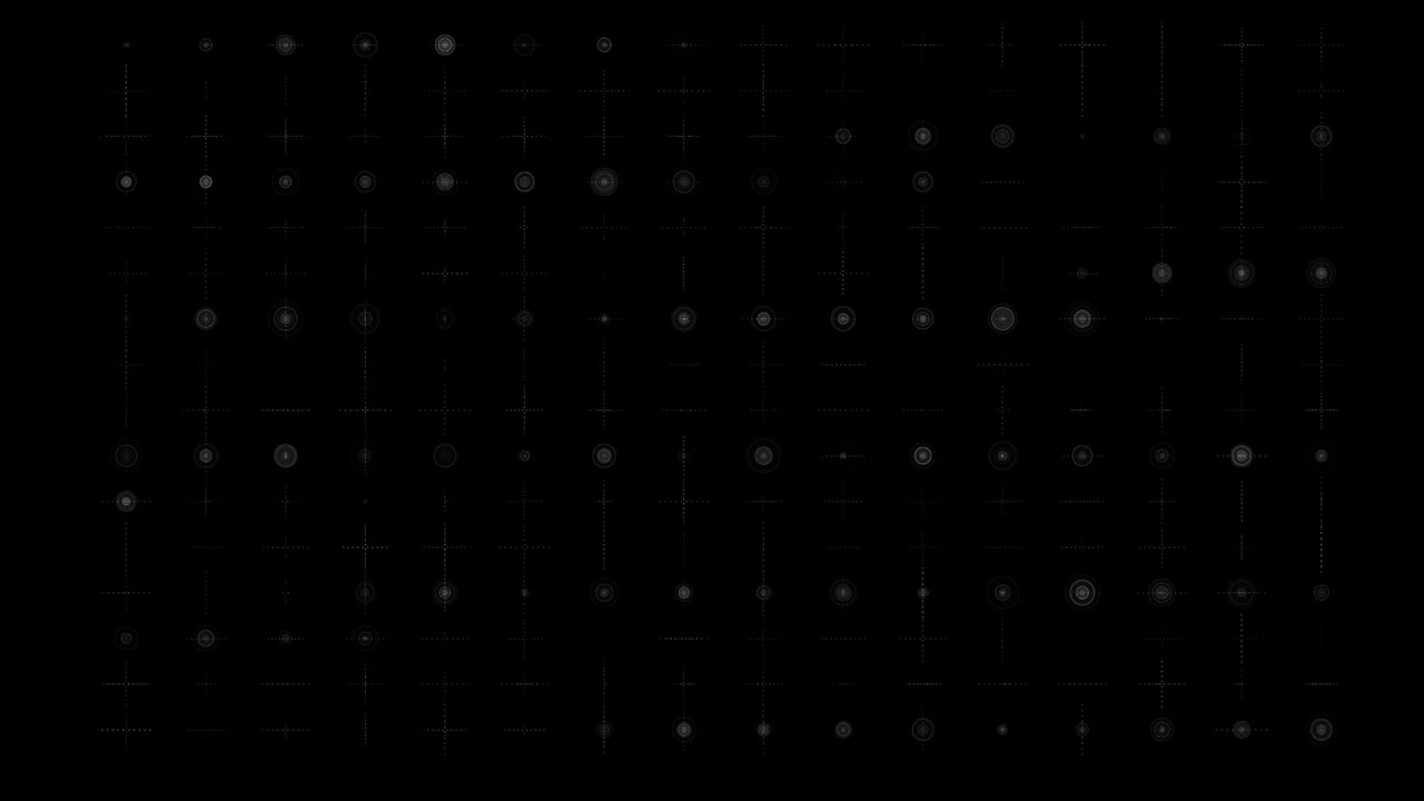 Animated Digital Grid of Pulsing Circles on Black Background