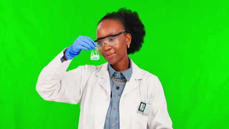 Green-screen,-science-and-black-woman