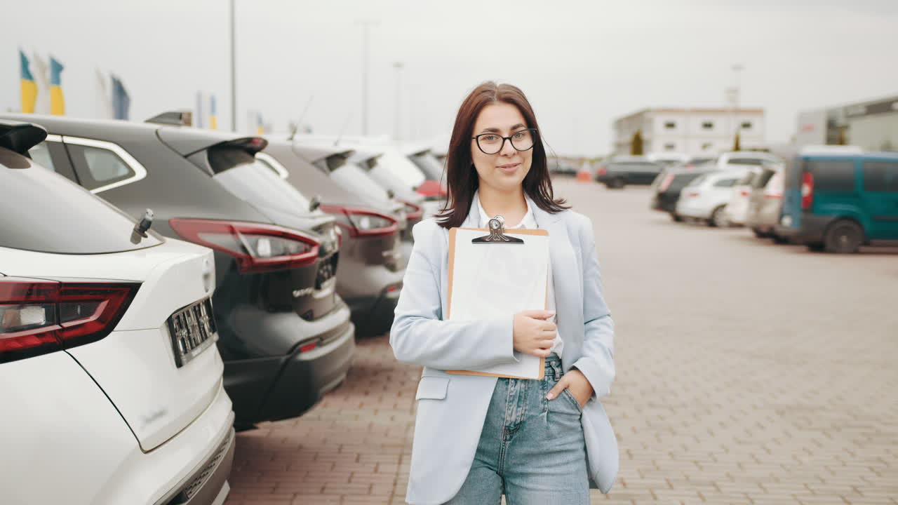 mujer de negocios en un concesionario de automóviles