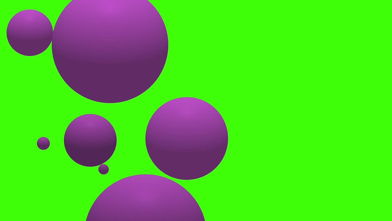 Purple circle shapes animation on green background. Shape design geometric overlay