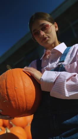 adolescente con calabaza