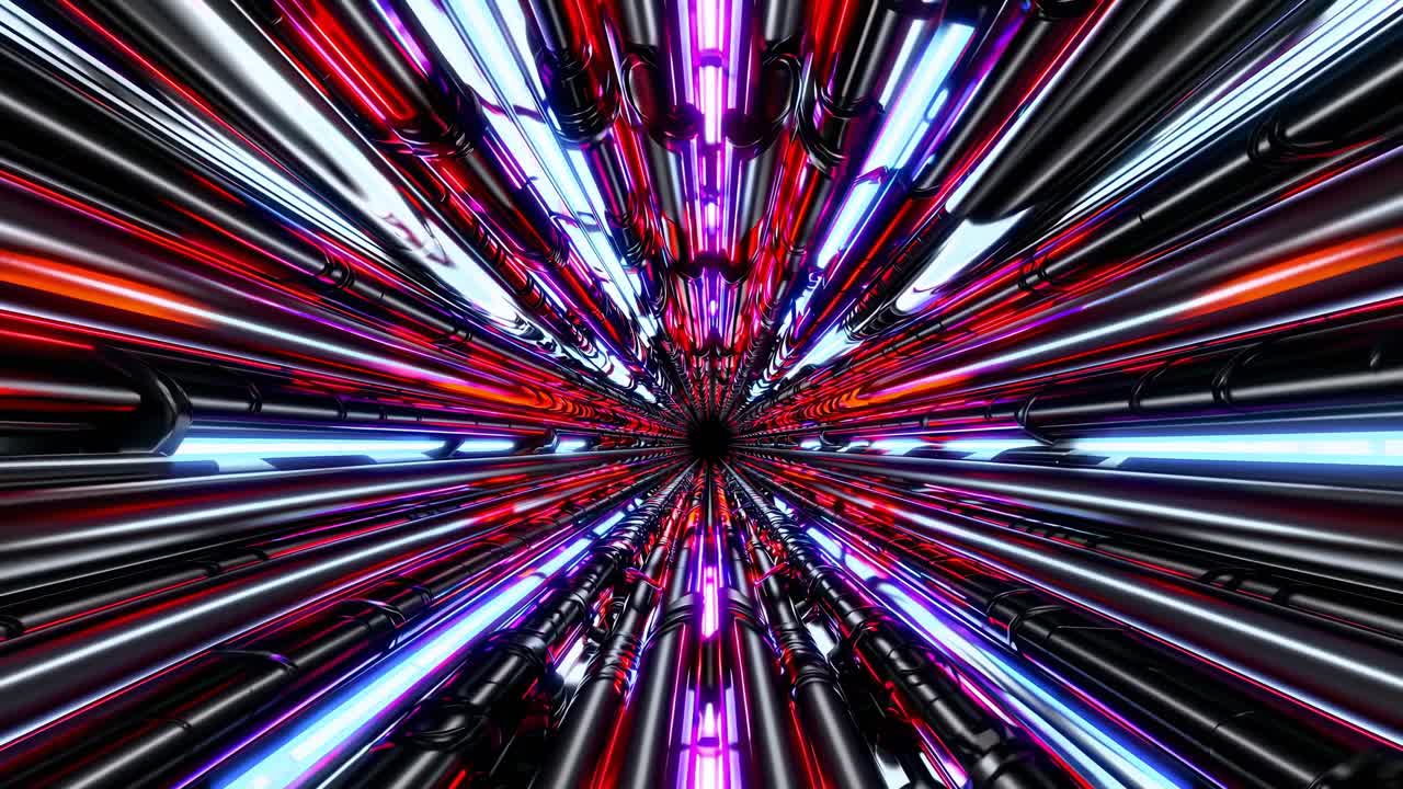 Abstract Futuristic Tunnel with Neon Lights